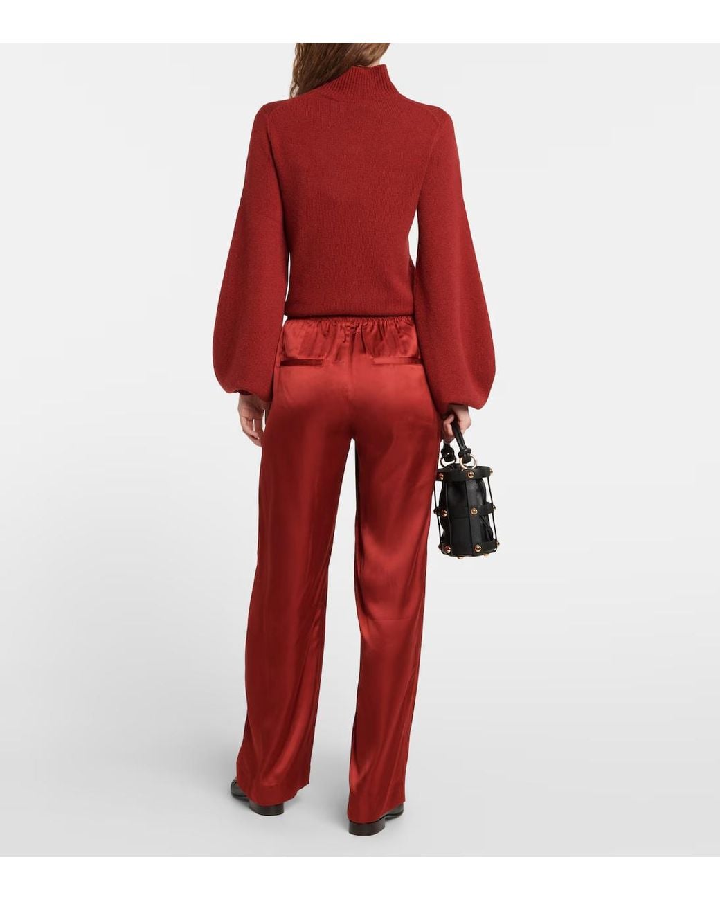 Vince Red Elastic Satin Casual Pants