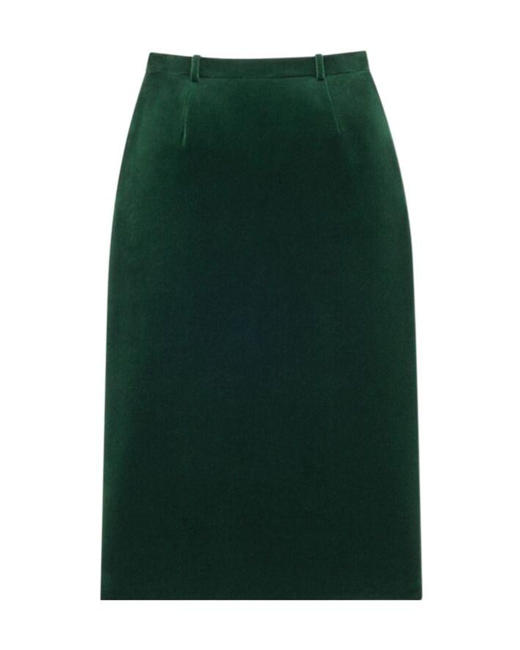 Saint Laurent Green Velvet Wrap Midi Skirt