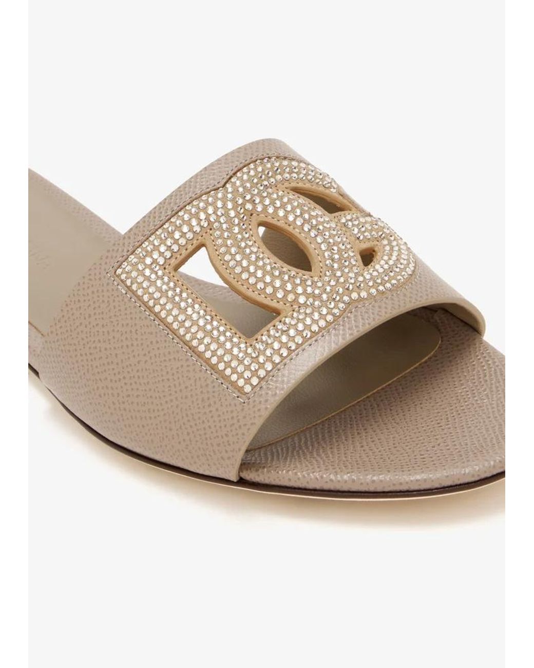 Dolce & Gabbana White Logo Cutout Flat Sandals
