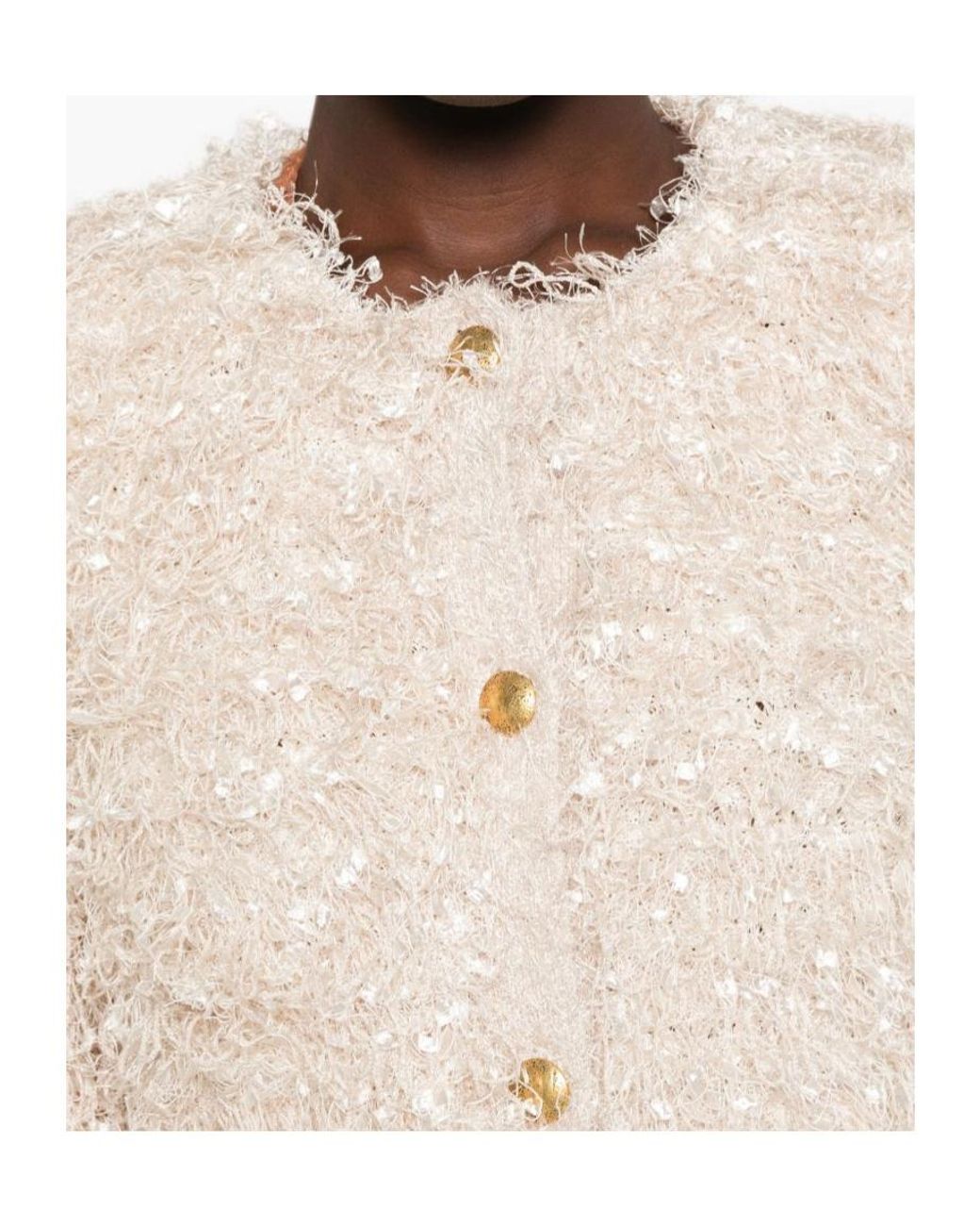 Twinset Natural Sequined Knitted Jacket