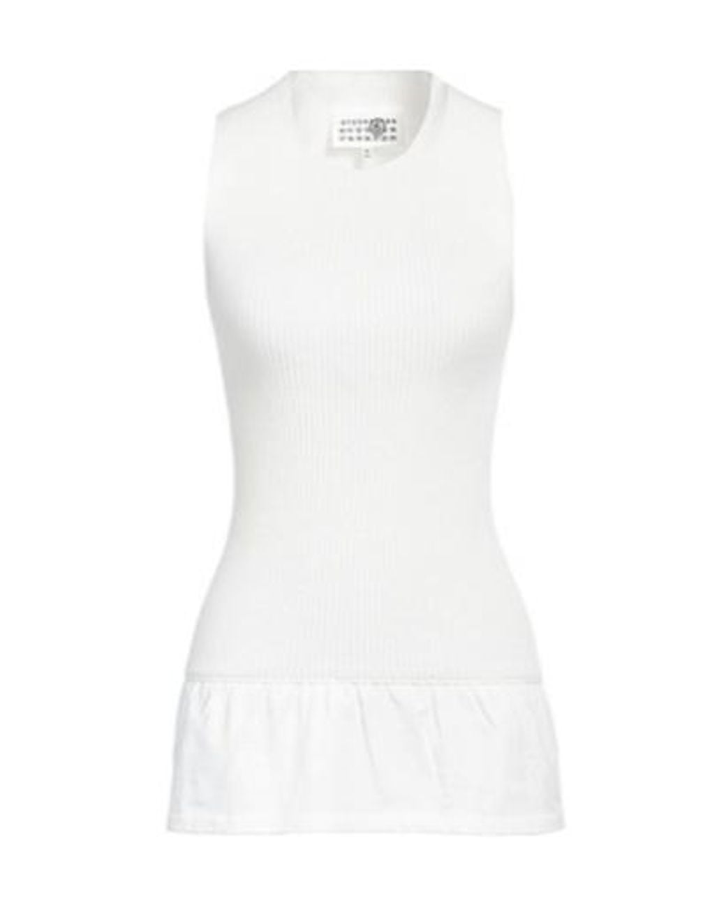 MM6 by Maison Margiela White Solid-Color Sleeveless Knitted Sweater