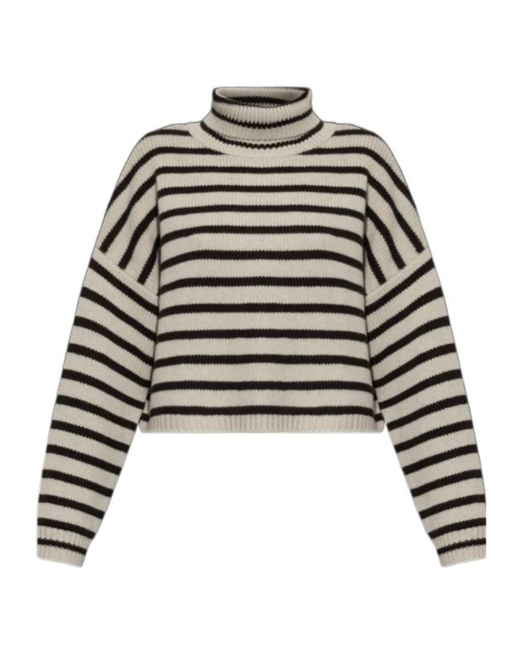Lisa Yang Gray Karine Striped Turtleneck Sweater