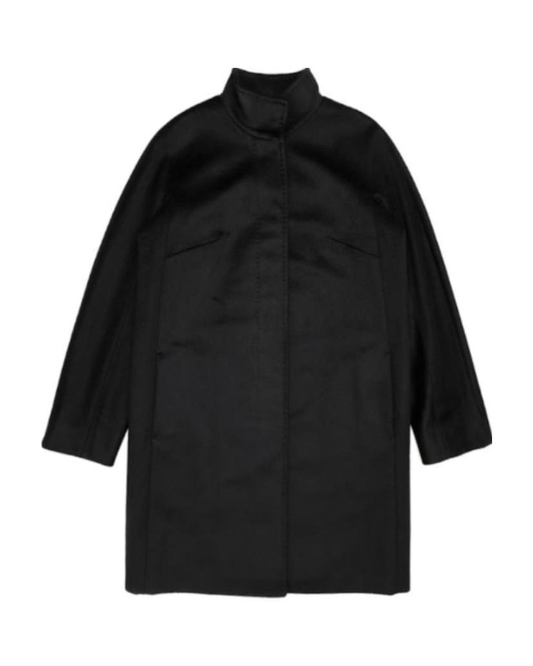 Max Mara Black Logo Long-Sleeved Coat
