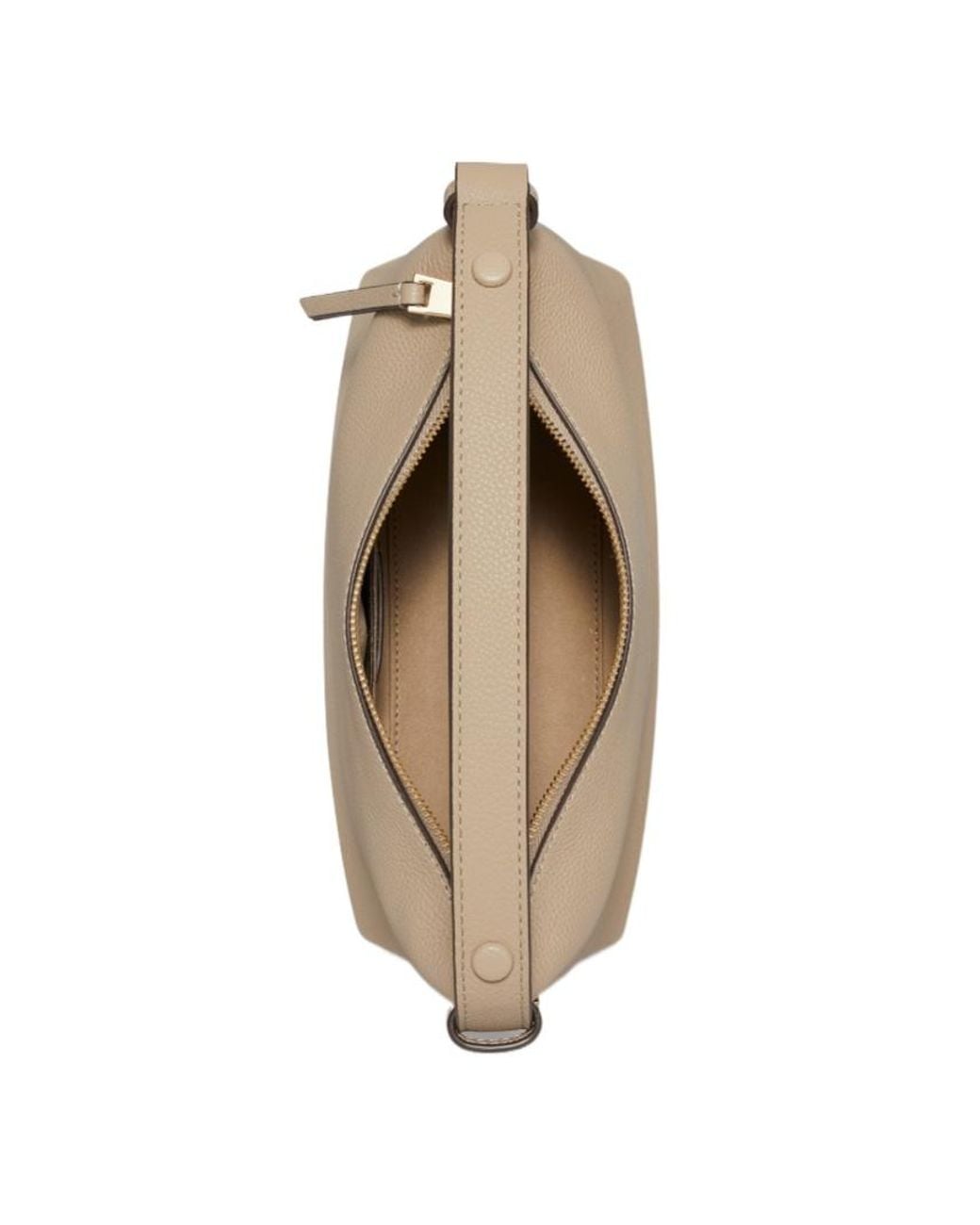 Tory Burch Natural Small Mellow Logo-Plaque Pebbled Shoulder Bag