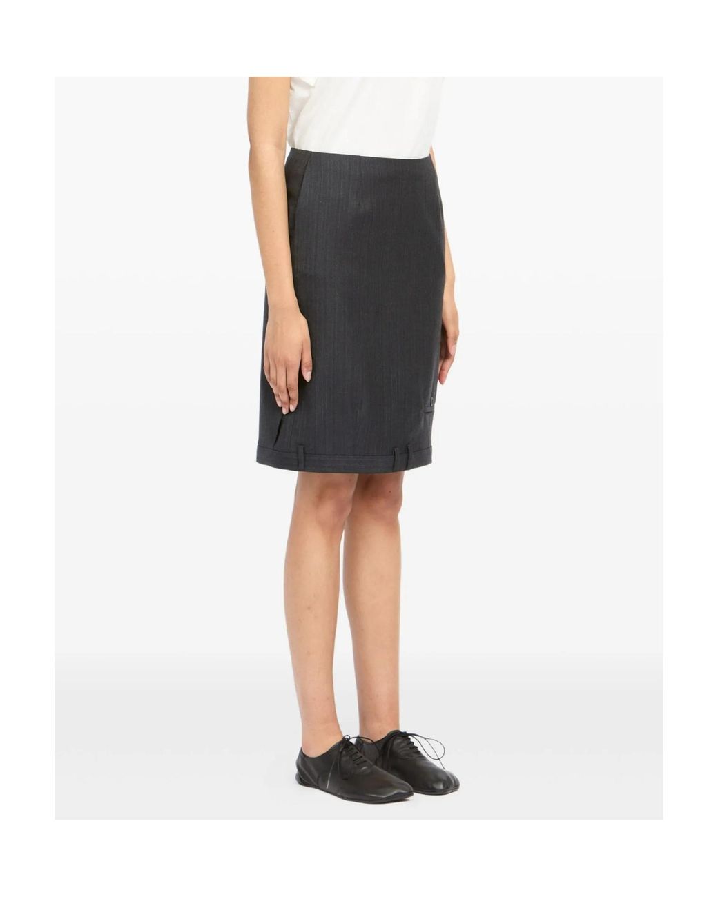 MM6 by Maison Margiela Blue Pinstripe Pocket Midi Skirt
