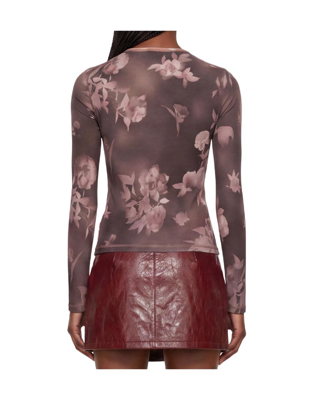 DIESEL Pink T-Moky Floral Printed Long Sleeved Ribbed Top