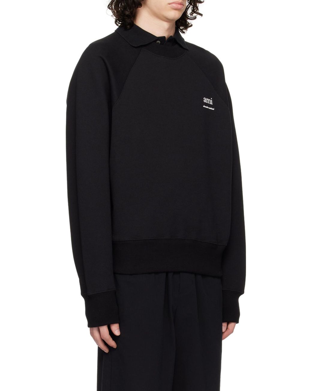 AMI Blue Logo Printed Crewneck Sweatshirt for men