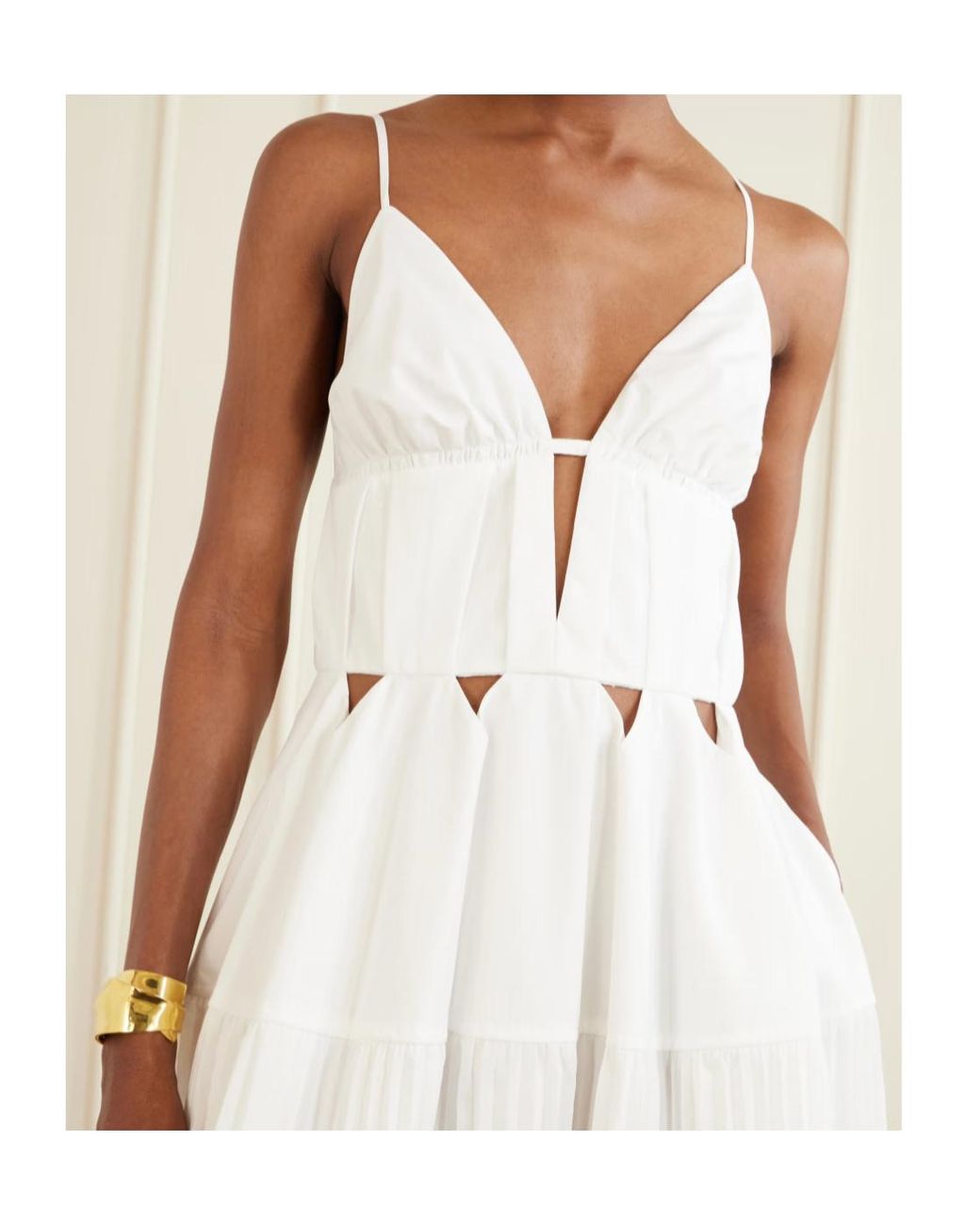Jonathan Simkhai White Selene Pleated Maxi Gown