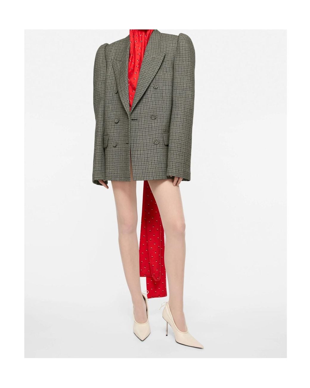 Acne Gray Houndstooth Double-Breasted Blazer