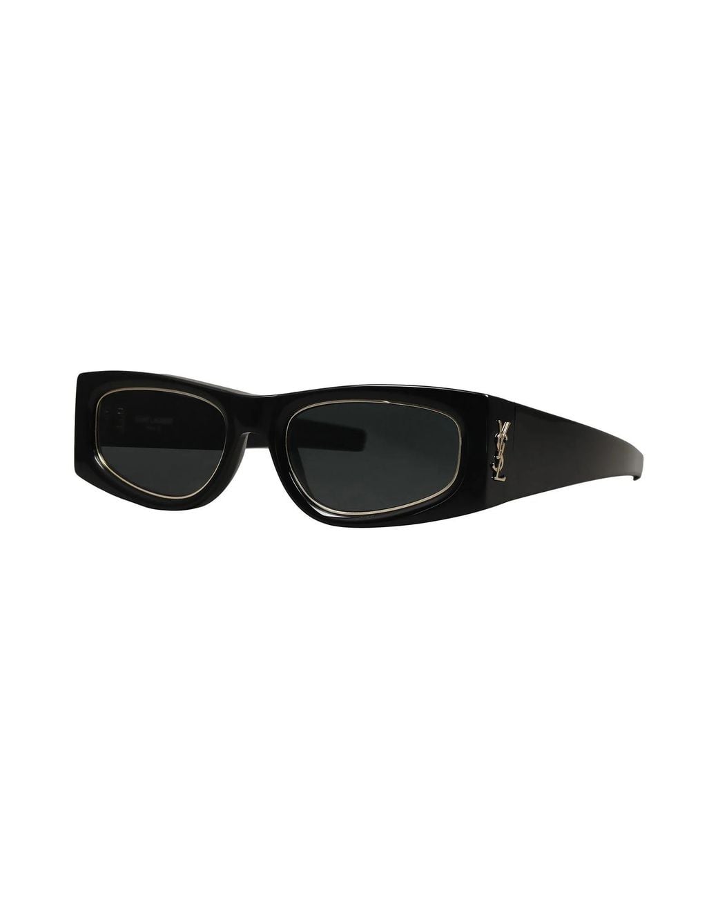 Saint Laurent Black Narrow Rectangular Sunglasses