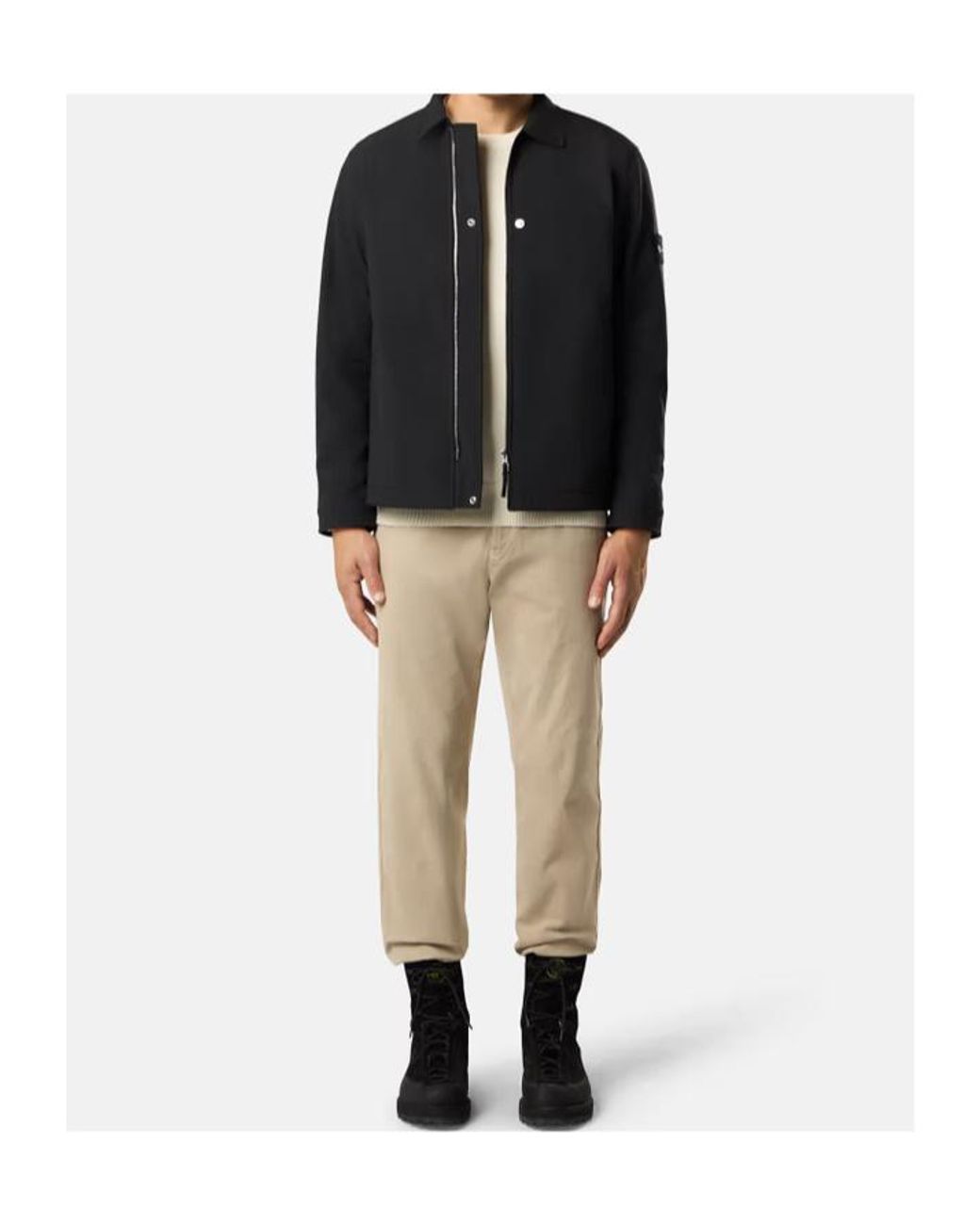 Stone Island Black Logo Patch Zip-Up Jacket for men
