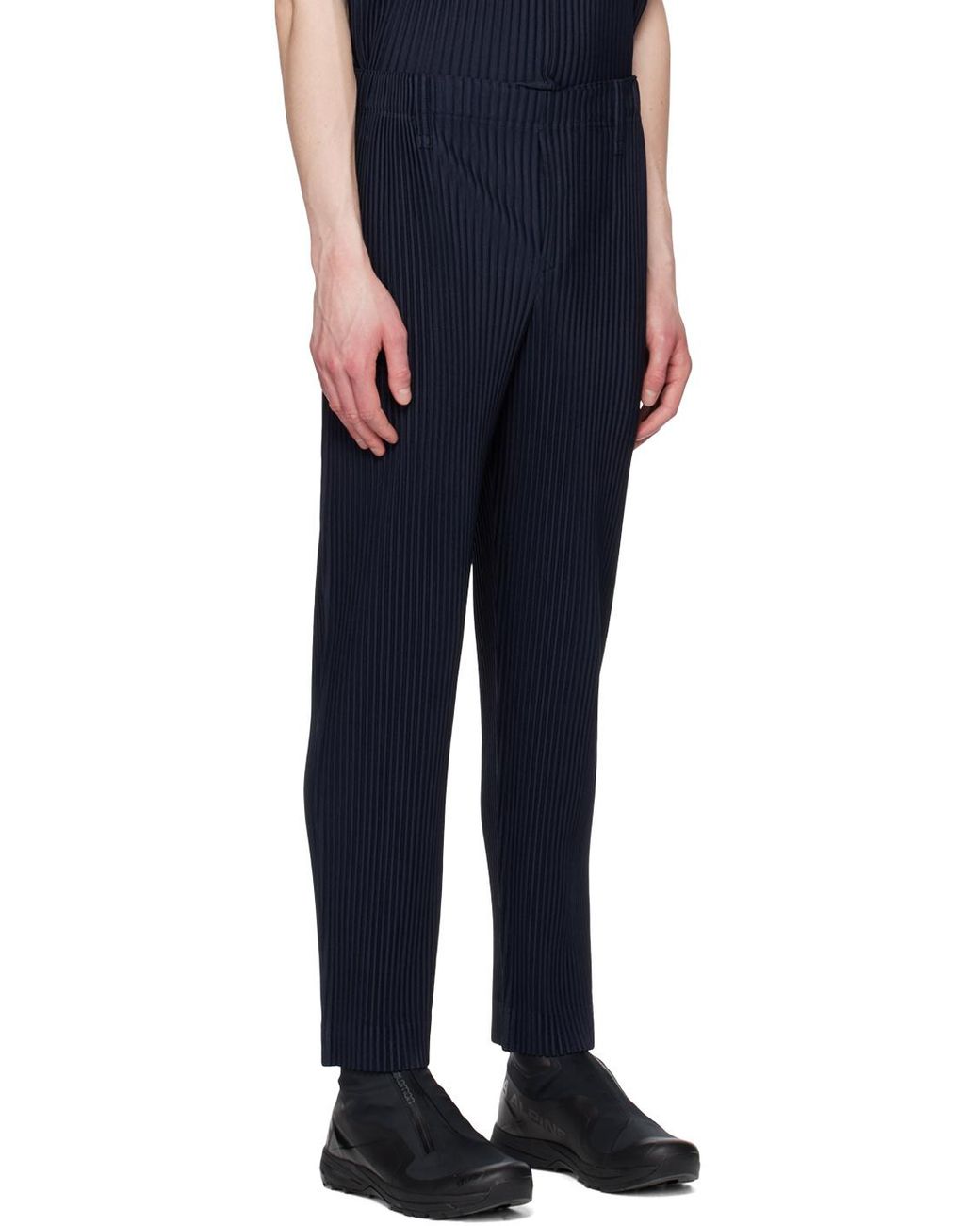 Homme Plissé Issey Miyake Blue Basic Straight-Leg Trousers for men