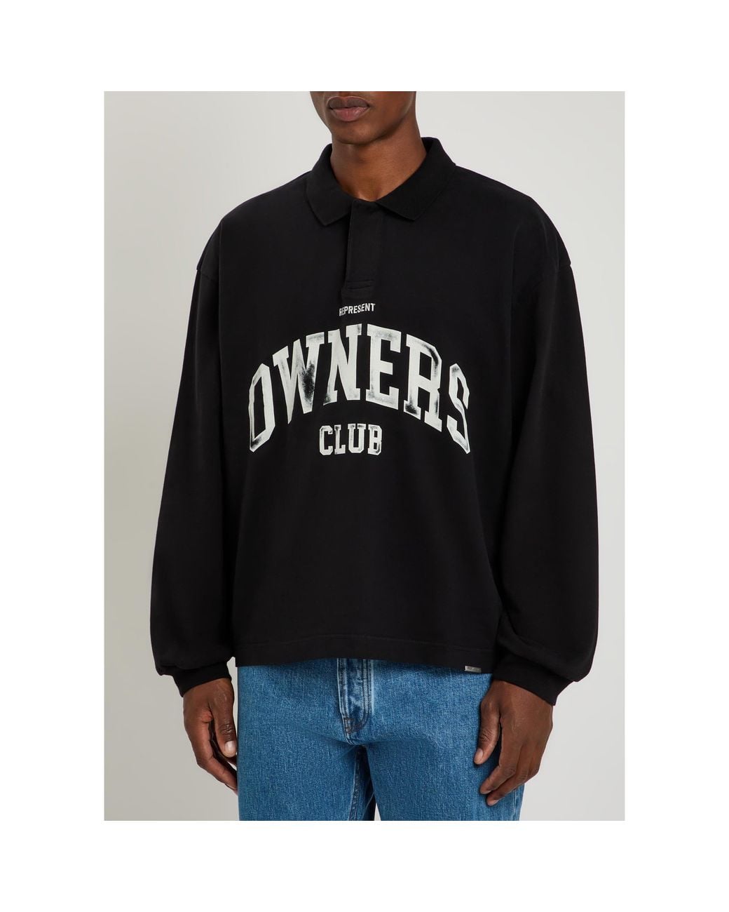 Represent Black Pure Cotton Long-Sleeved Sweatshirt for men