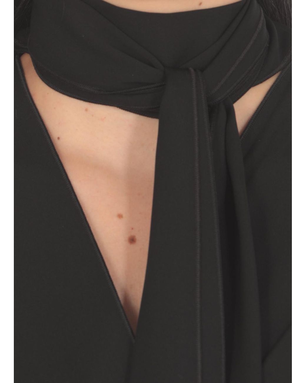 Sportmax Black Pussy-Bow Long-Sleeved Dress