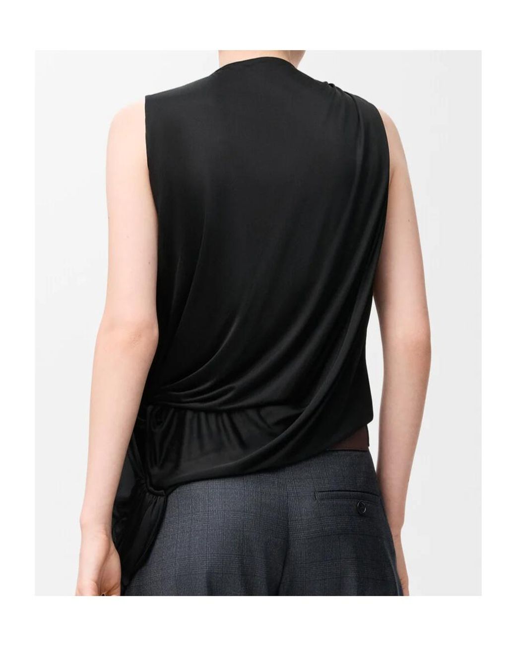 Loewe Black Draped Sleeveless Top
