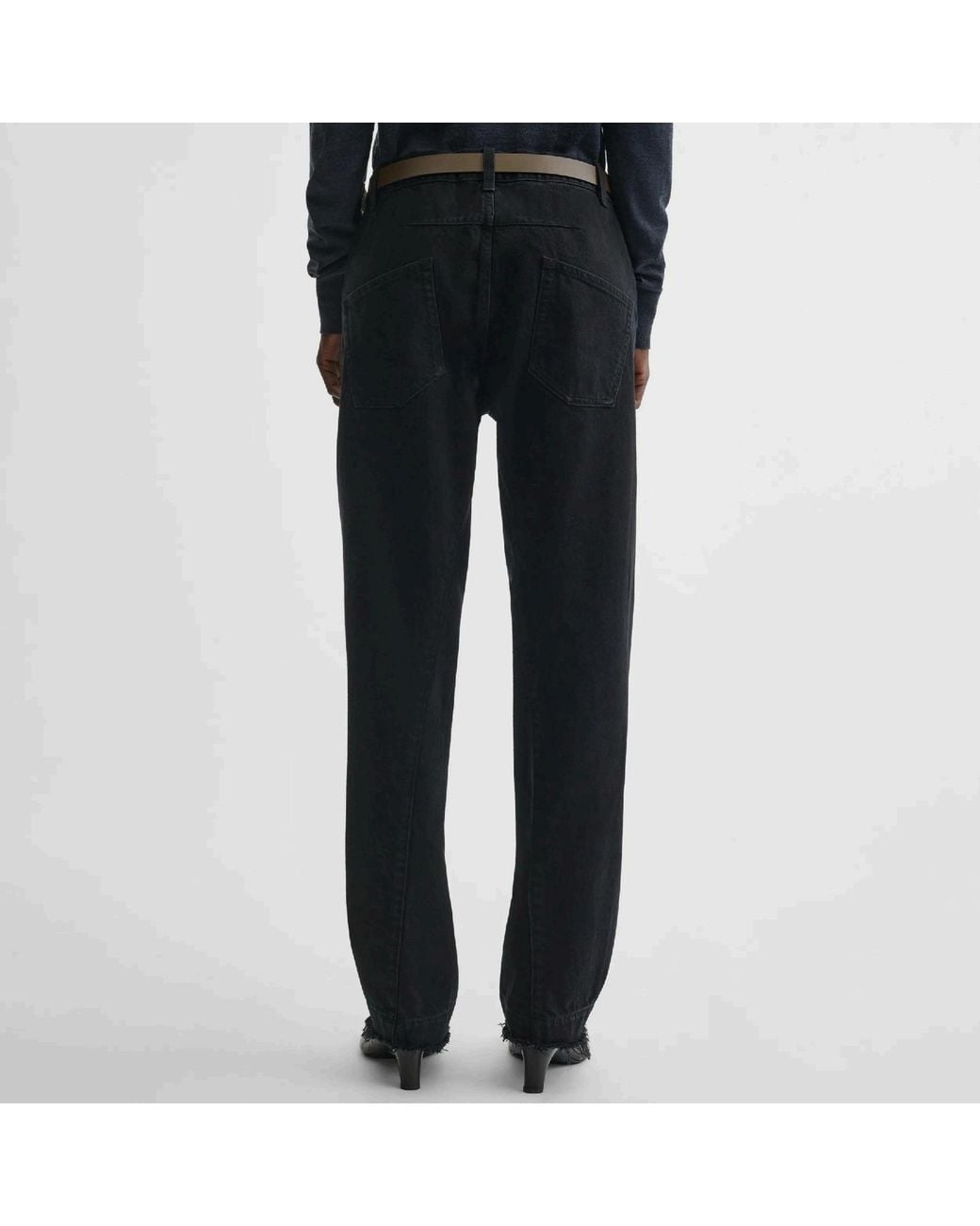 Phoebe Philo Black Fringed Edge Straight-Leg Jeans