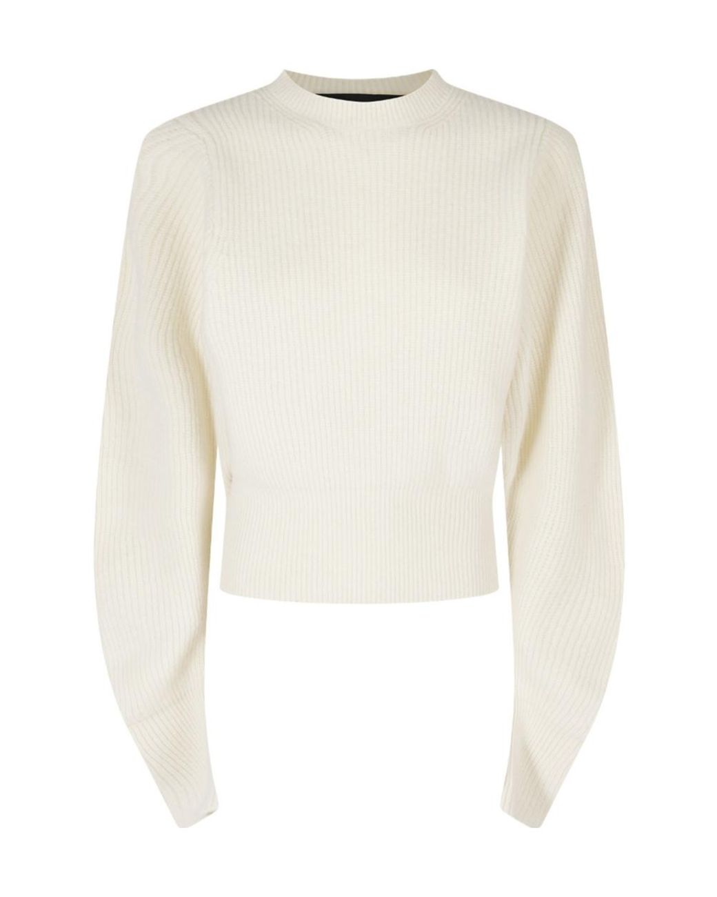 FEDERICA TOSI White Balloon-Sleeve Knitted Sweater