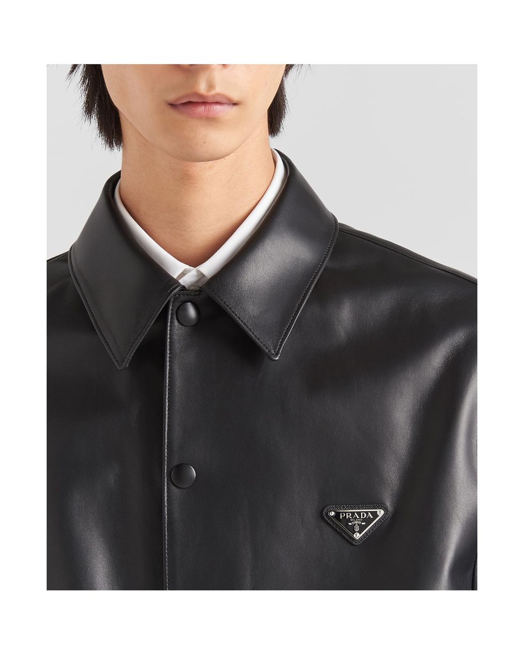 Prada Black Nappa Leather Shirt for men