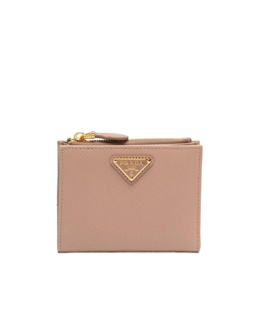 Prada Natural Logo Plaque Bi-Fold Wallet