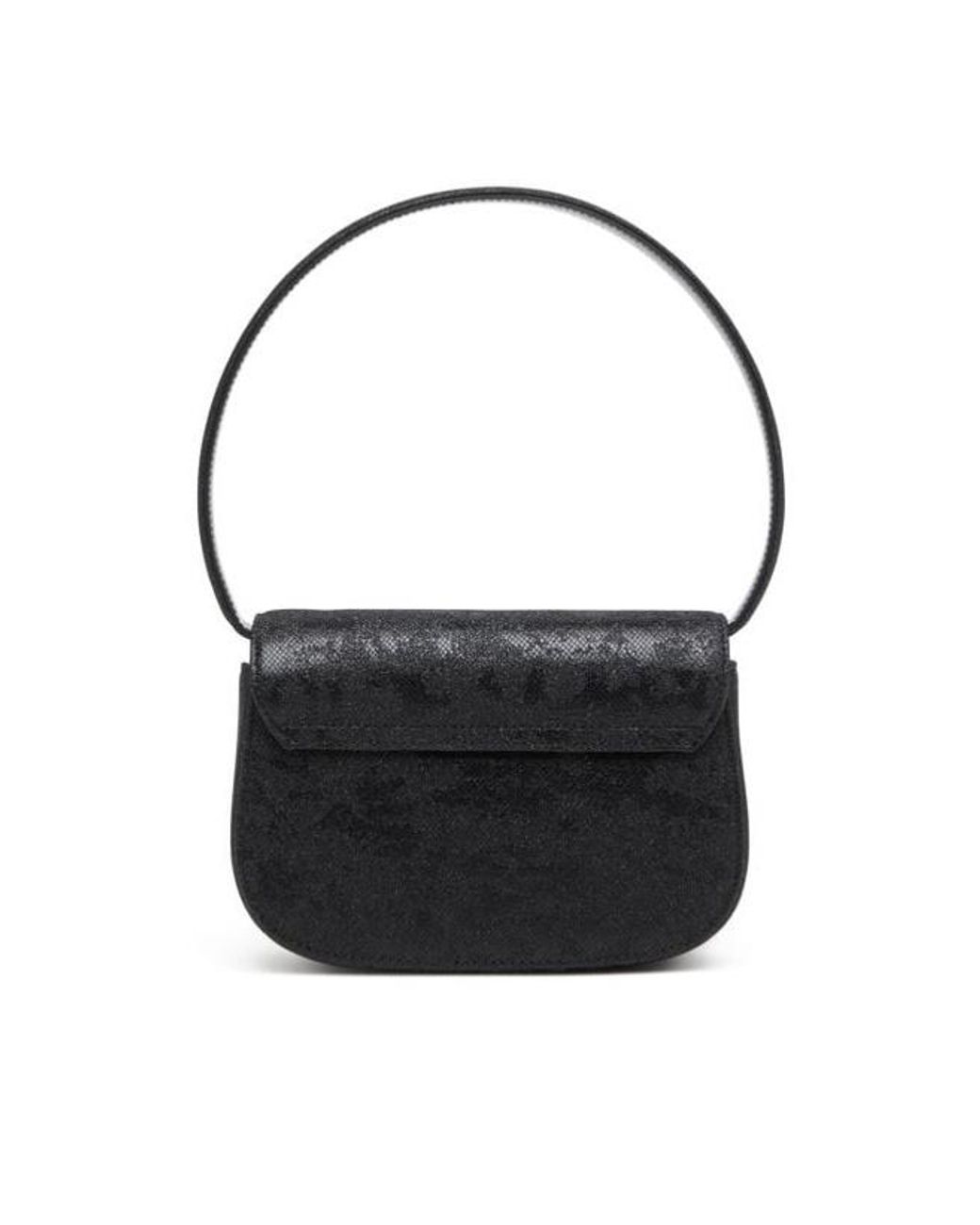 DIESEL Black 1Dr Logo Plaque Glittered Shoulder Bag