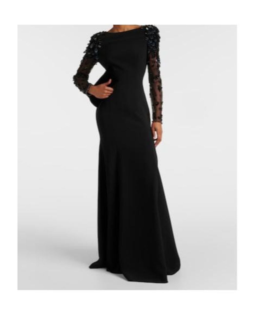 Jenny Packham Black Adella Embellished Crêpe Gown