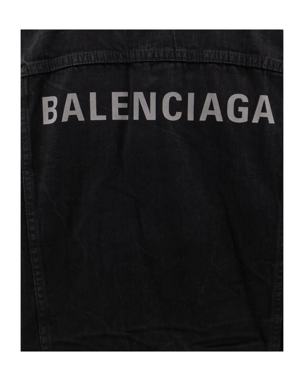 Balenciaga Black Collared Button-Up Denim Jacket