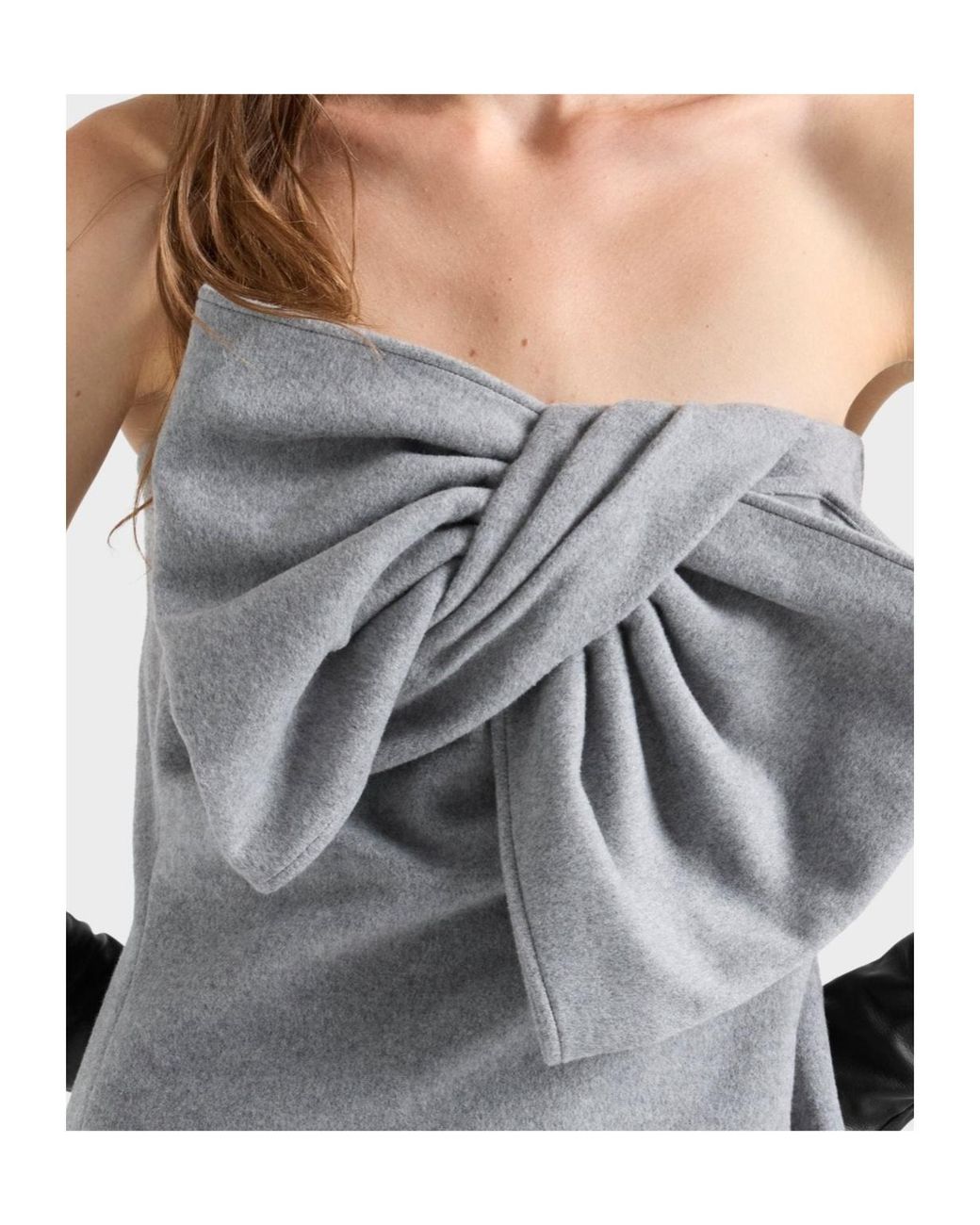 7 For All Mankind Gray Bow-Detail Mini Dress