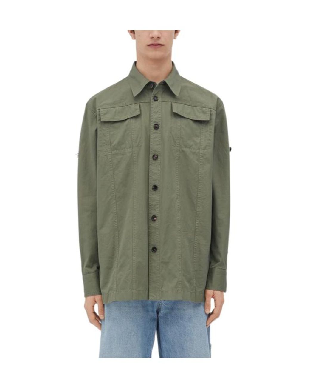 Bottega Veneta Green Light Cotton Twill Overshirt for men