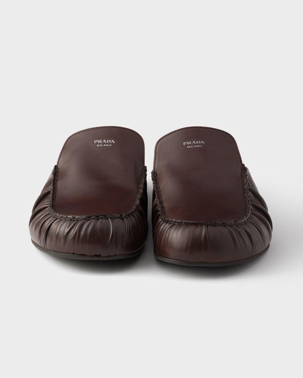 Prada Brown Leather Mules for men