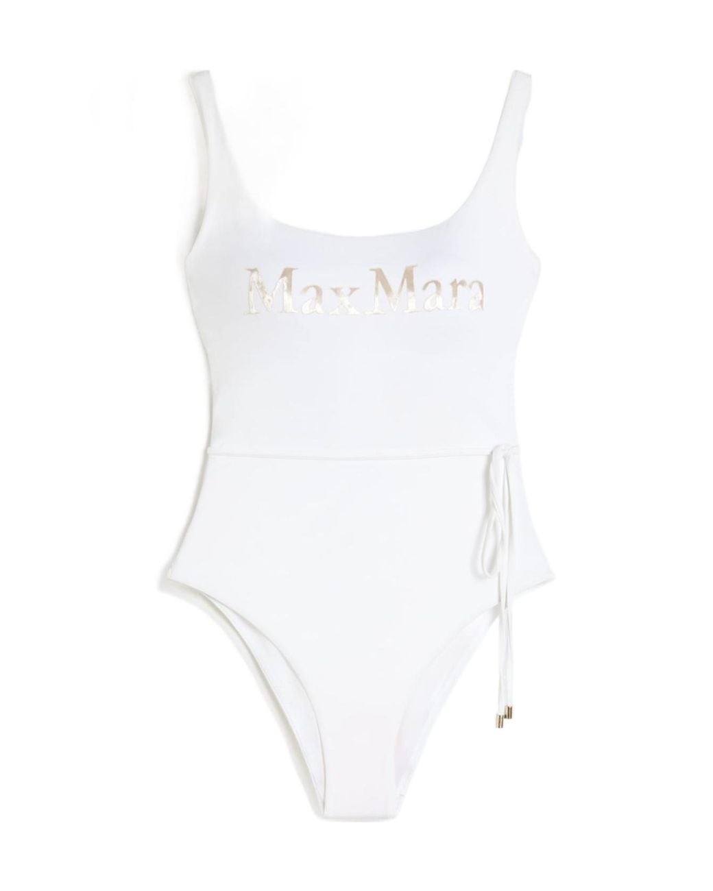 Max Mara White Bchcarisma Logo Printed One-Piece Swimsuit
