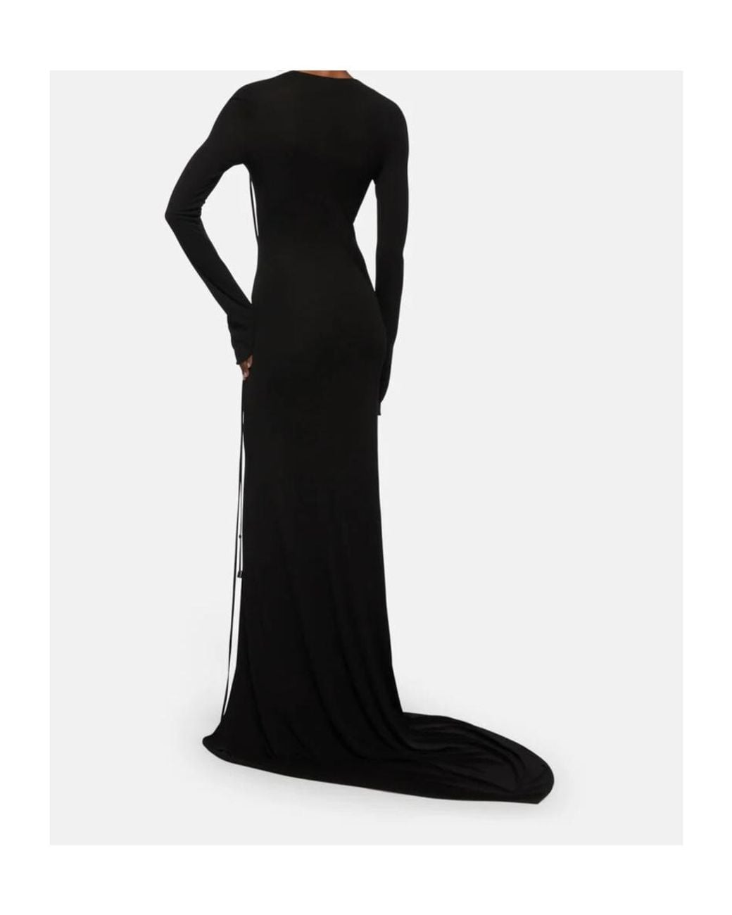 The Attico Black Lace-Up Long-Sleeves Maxi Dress