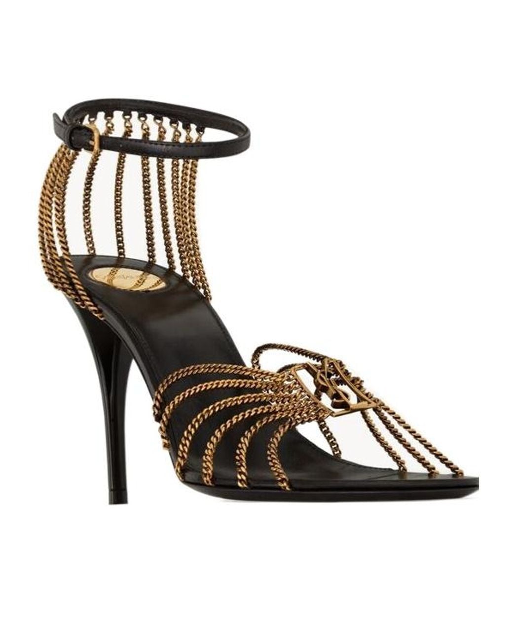 Saint Laurent Metallic Babylone Open Toe Sandals