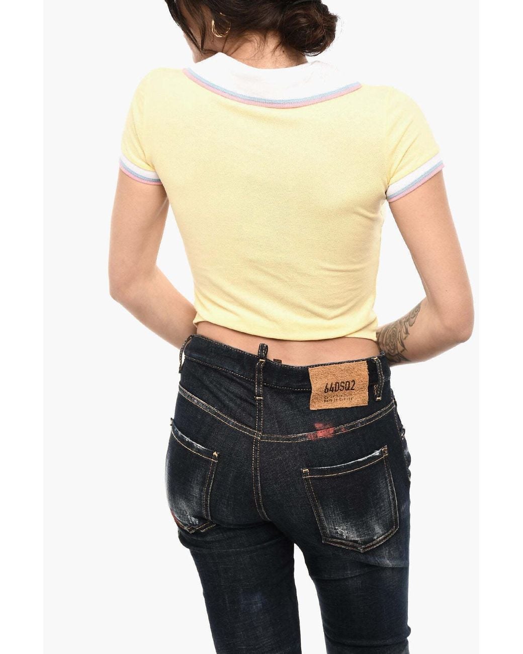 DSquared² Blue Asymmetric-Neck T-Shirt