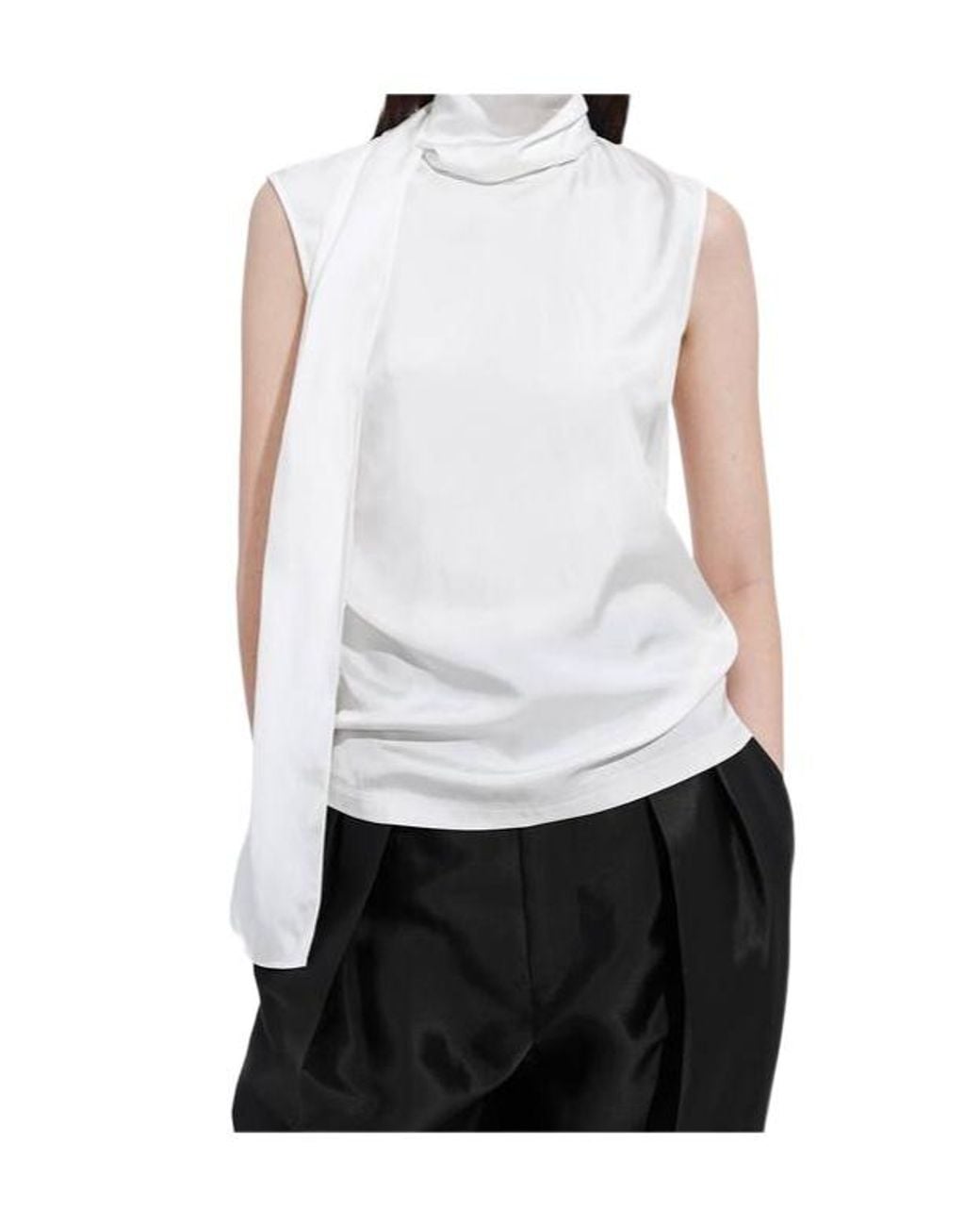 Bottega Veneta White Stretch Satin Top