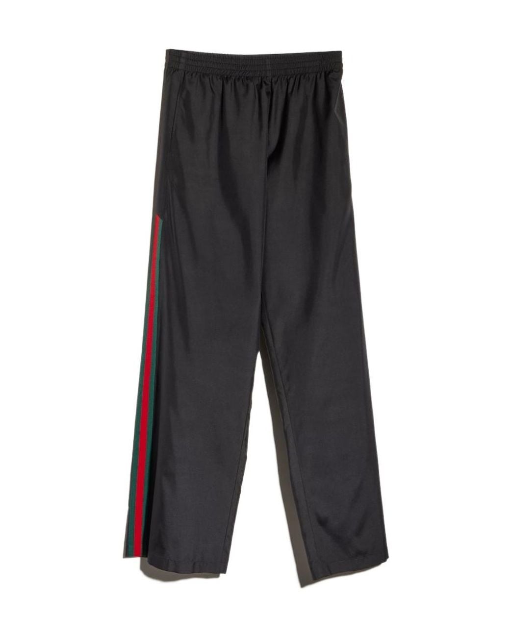 Gucci Black Silk Poplin Leisure Pants With Web for men