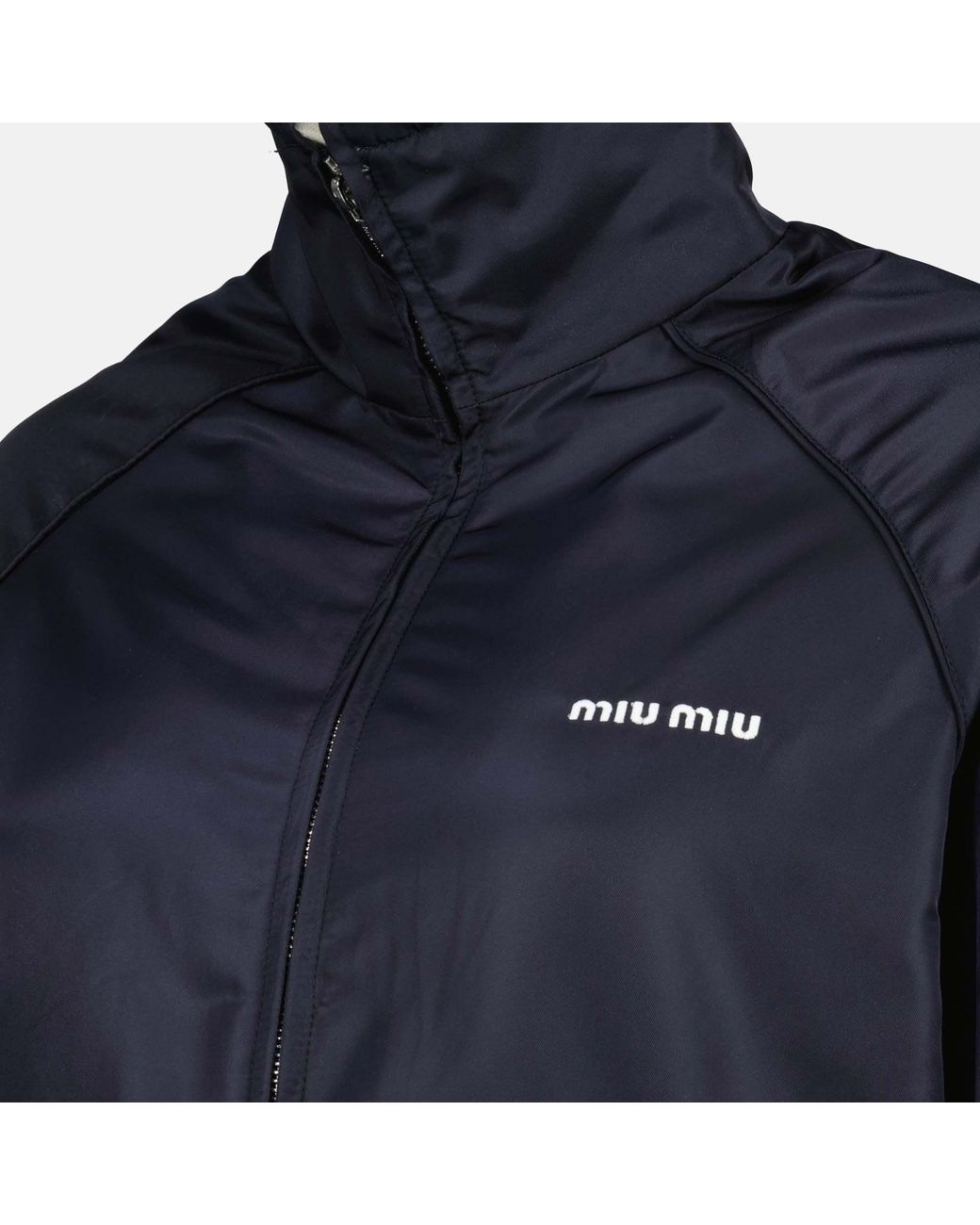 Miu Miu Blue Reversible Bomber Jacket