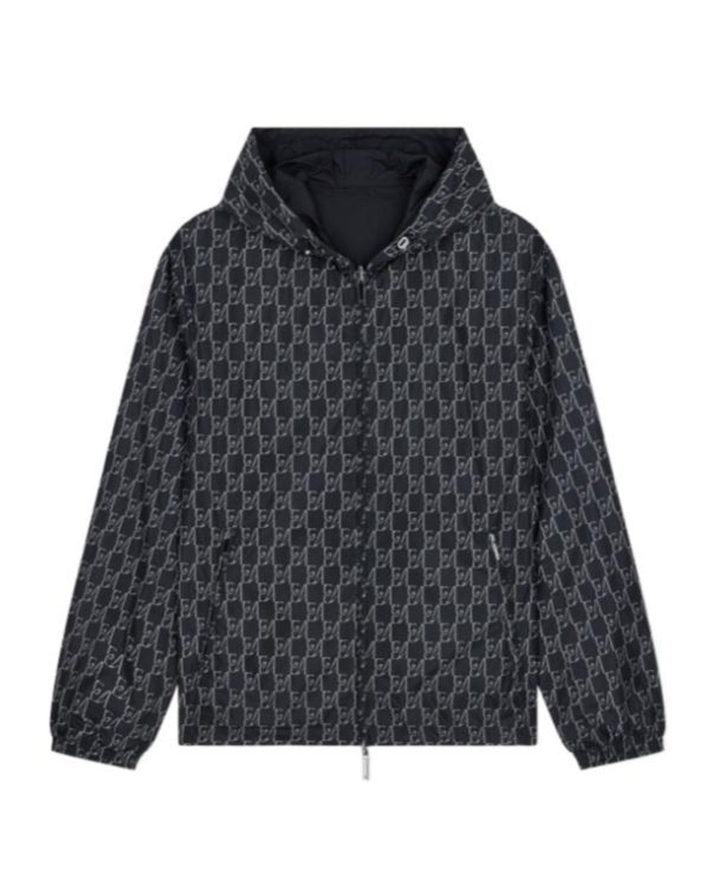 Emporio Armani Black Monogram-Print Reversible Jacket for men