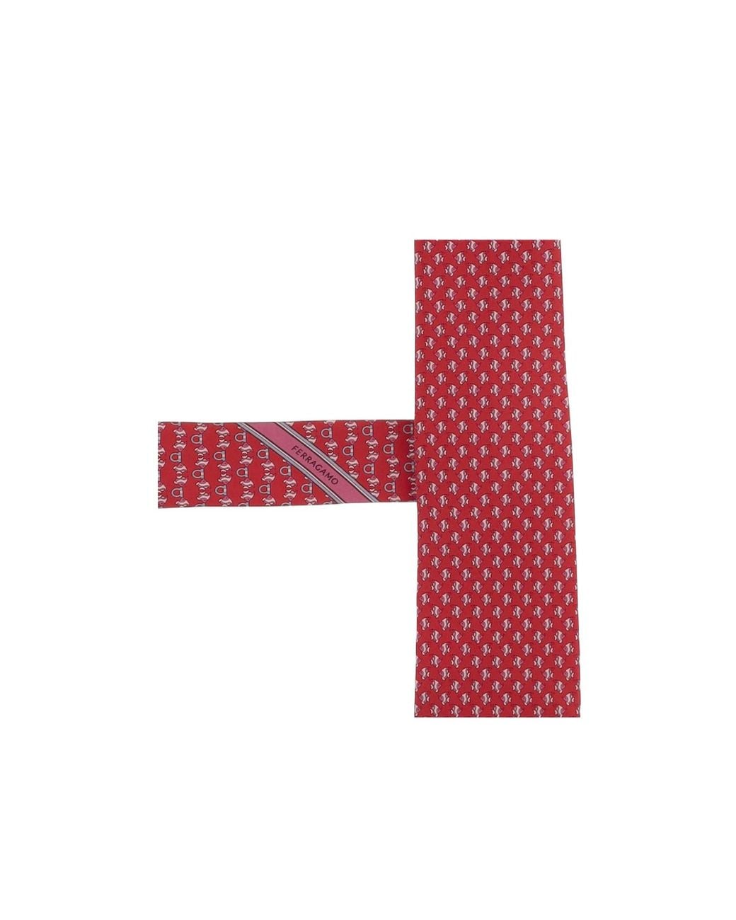 Ferragamo Red Ferragamo Logo Pattern Silk Tie for men