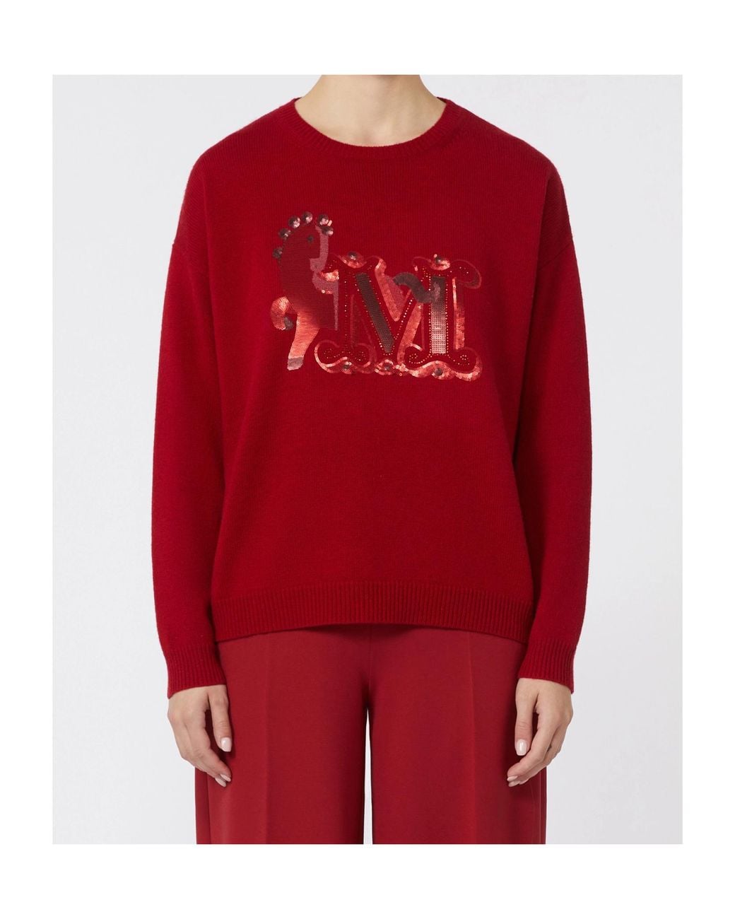 Max Mara Red Mxmterra Oversized Jumper