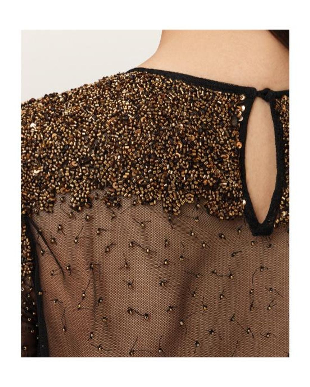 AllSaints Black Greta Butterfly Embellished Top