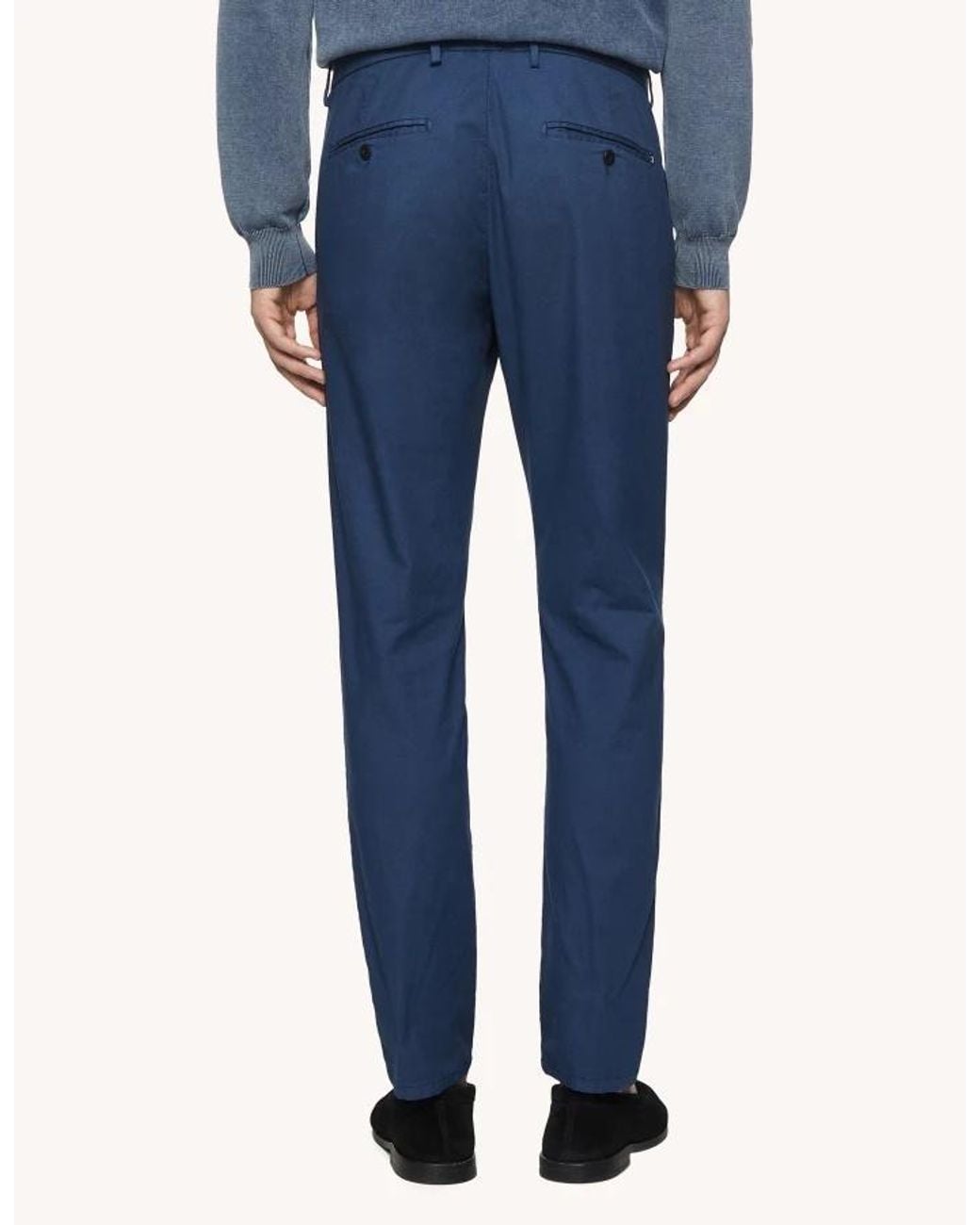 Dondup Blue Belt-Loop Casual Trousers for men