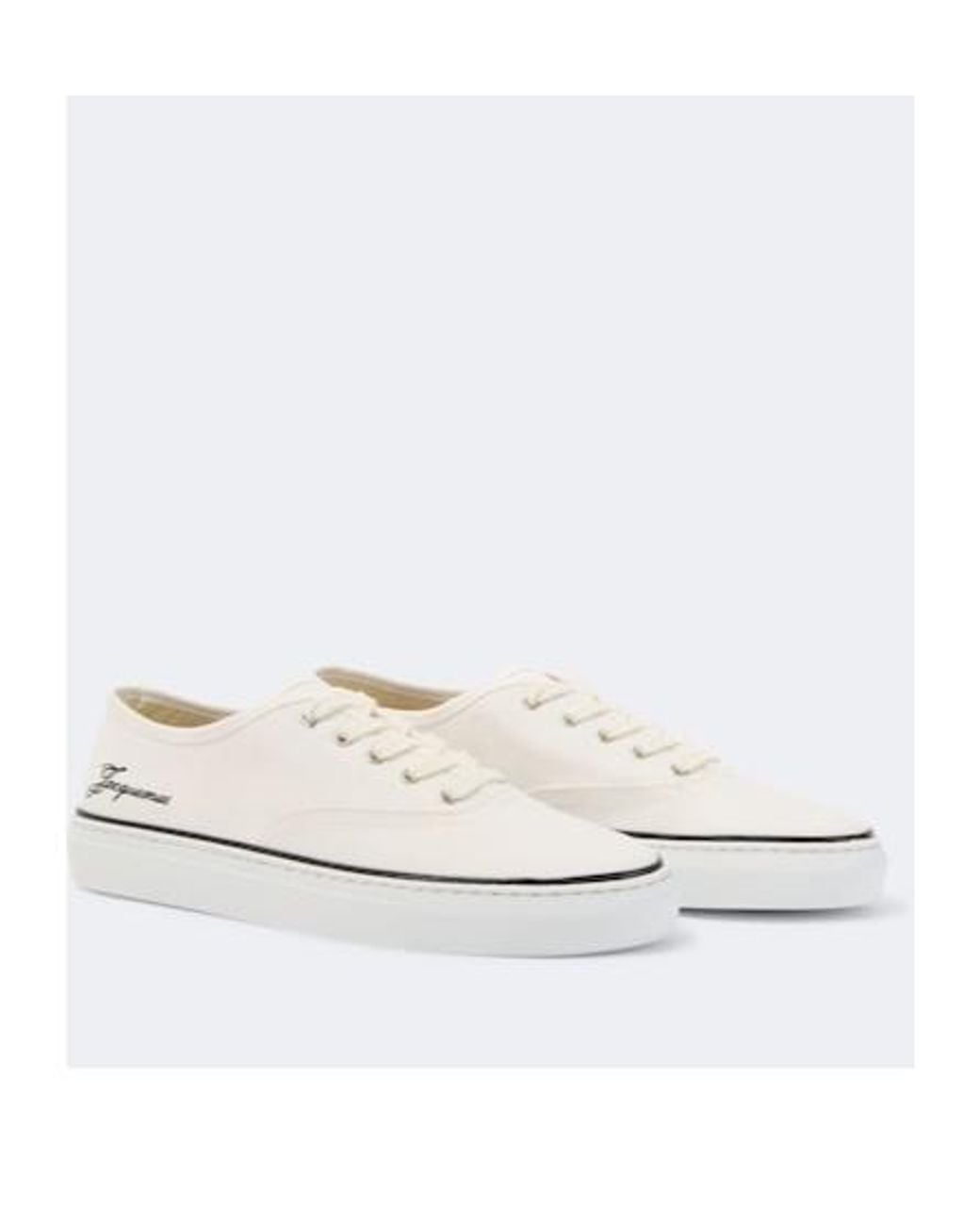 Jacquemus White Embroidered Canvas Sneakers for men