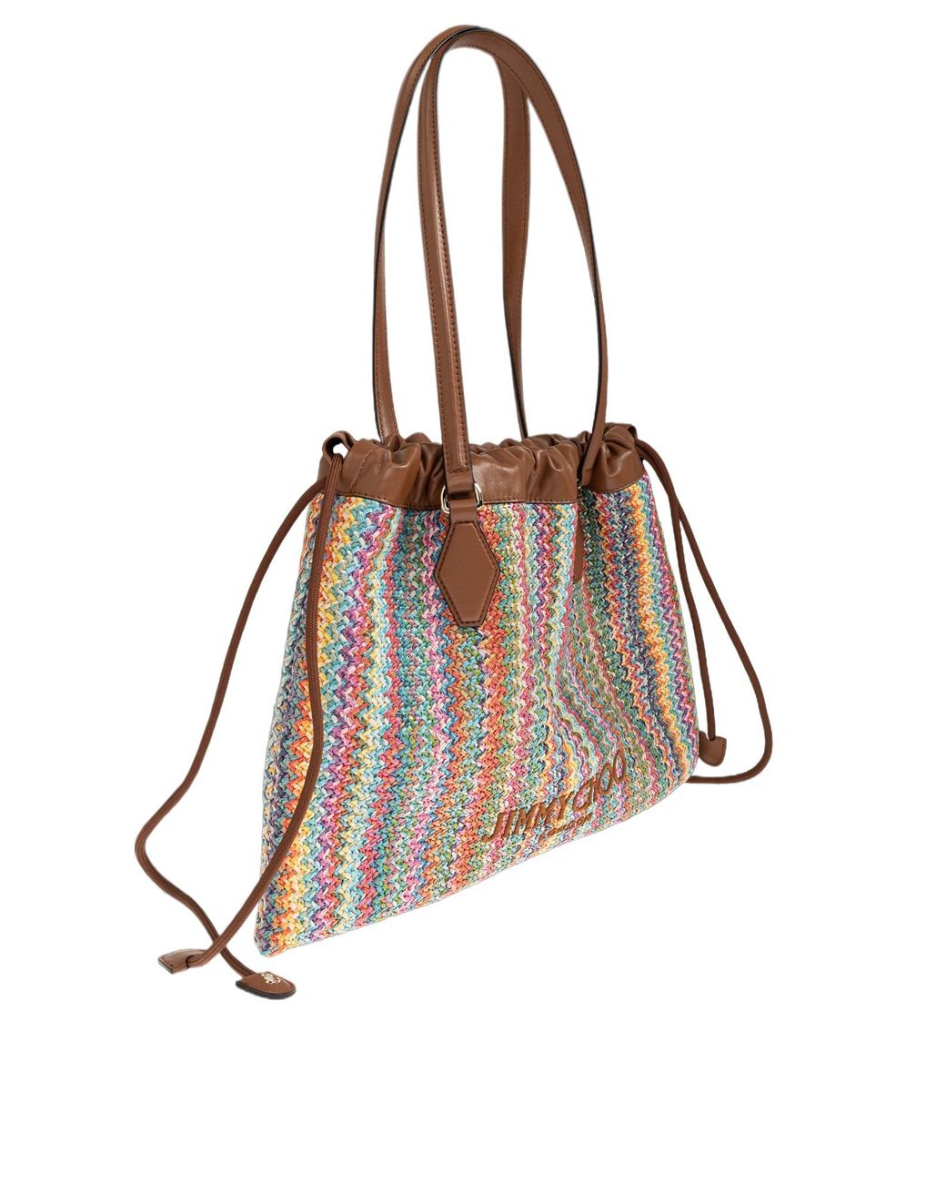 Jimmy Choo Brown Drawstring Woven Tote Bag