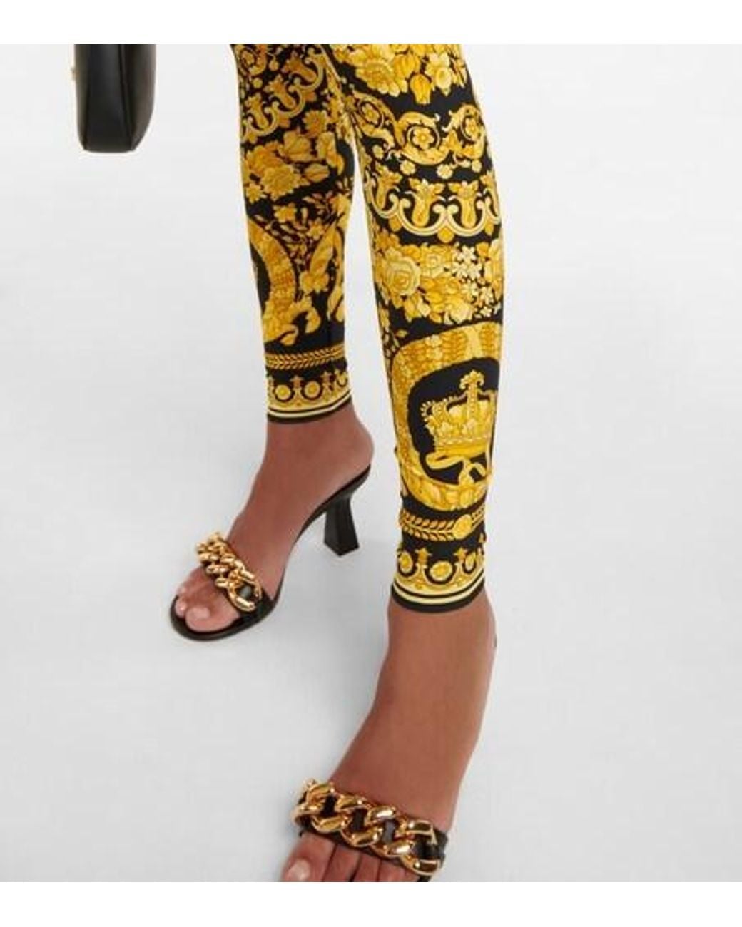 Versace Metallic Barocco Mid-Rise Leggings