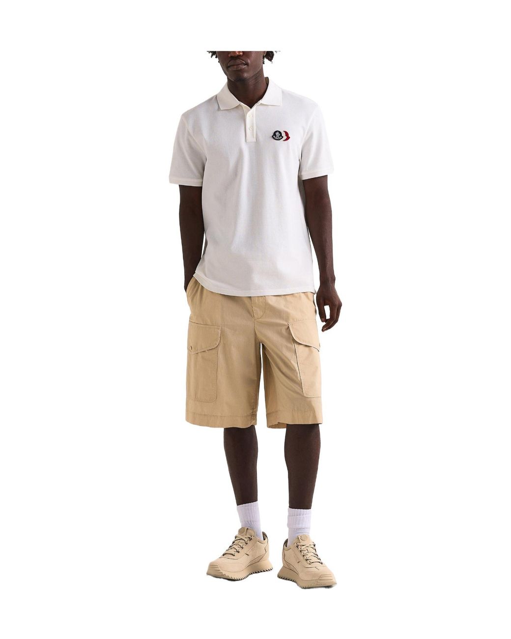 Moncler White Short Sleeve Polo Shirt for men