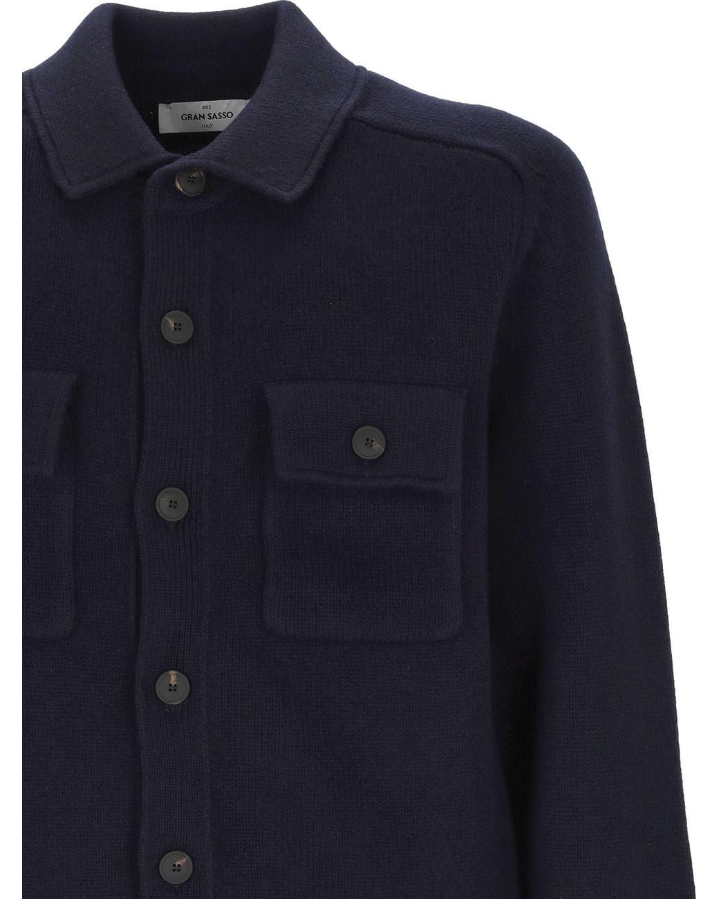 Gran Sasso Blue Long Sleeved Buttoned Knitted Jacket for men