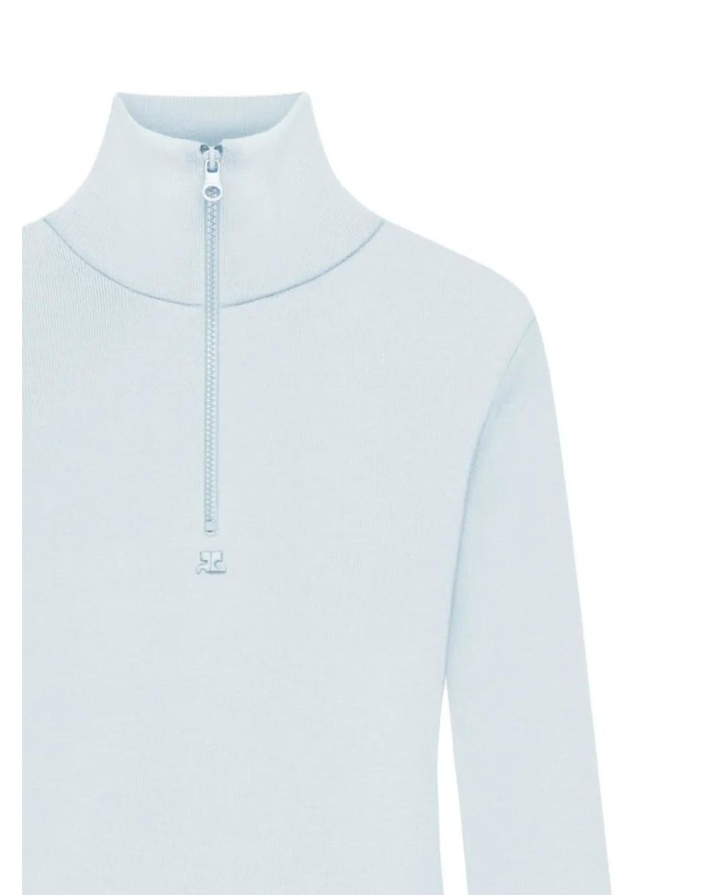 Courreges White Zipped Mock-Neck Sweater