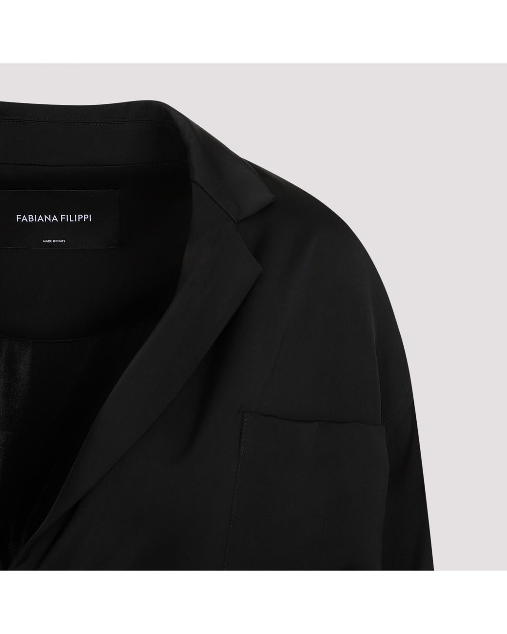 Fabiana Filippi Black Wrap Around Satin Blazer