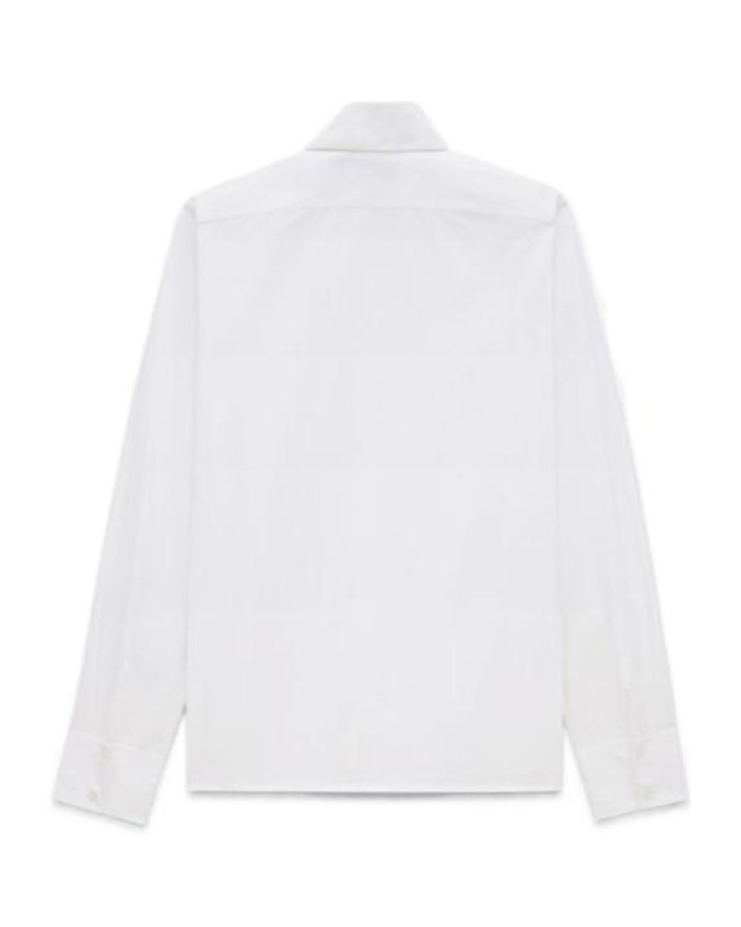 Saint Laurent White Cassandre Buttoned Straight Hem Shirt for men