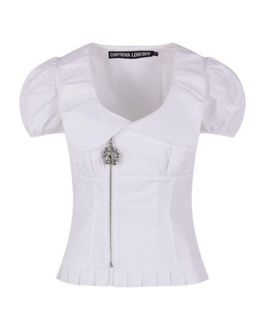 Chopova Lowena Blue Spike Pleated Blouse